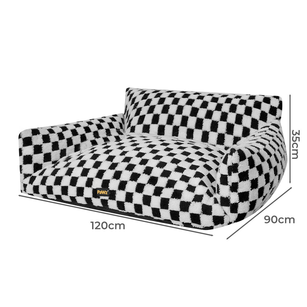 Pawz Pet Bed Plush Checkered Washable Bed